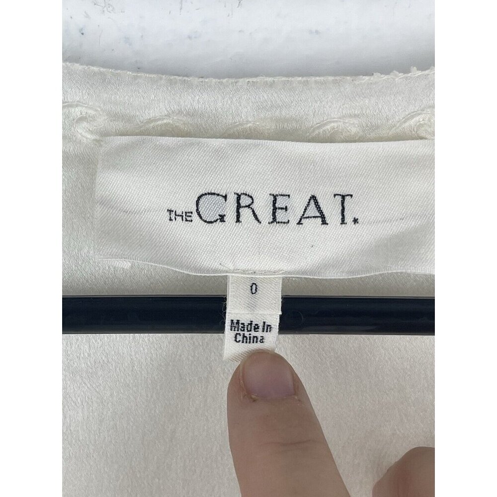 The Great Shirt Womens Size S Embroidered 3/4 Sleeve Silk Blouse Boho Sheer - Picture 7 of 11